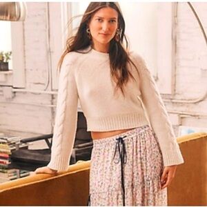 J.Crew Cashmere Boucle Cable Sleeve Sweater size XXS Lavender